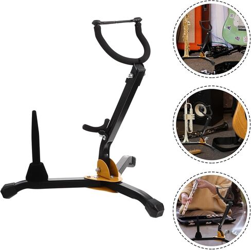 Kisangel Foldable Sax Tripod Stand for Alto Tenor Saxophone and Clarinet, Portable Black Saxophone Holder Compatible with Flute, Lightweight Music Instrument Accessory for Practice in Kuwait