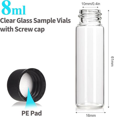 BIGLEE 100PCS 8ML Clear Small Glass Vials with Screw Caps in Kuwait