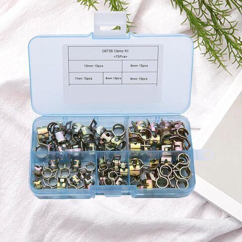BESTOYARD 75pcs Adjustable Metal Spring Hose Clamps M6 M7 M8 M9 M10 Water and Air Tube Fasteners for Plumbing and Industrial Use in Kuwait
