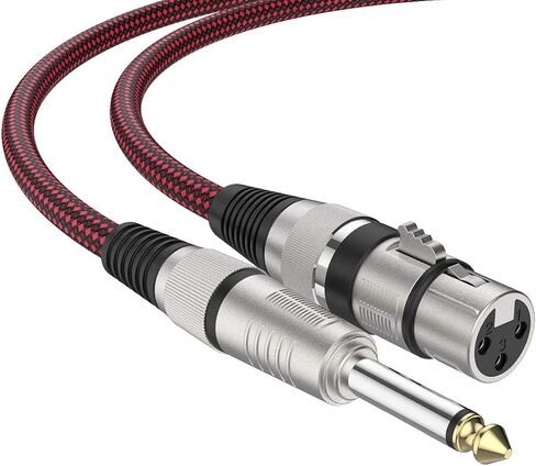كابل XLR أنثى إلى 1/4 TS 10 أقدام 2 حزمة، كابل ميكروفون مجدول من النايلون BIFALE TS 6.35 مم مقبس أحادي كابل ميكروفون غير متوازن كابل ميكروفون عالي التحمل in Kuwait