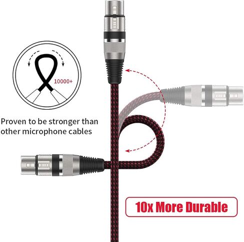 كابل XLR أنثى إلى 1/4 TS 10 أقدام 2 حزمة، كابل ميكروفون مجدول من النايلون BIFALE TS 6.35 مم مقبس أحادي كابل ميكروفون غير متوازن كابل ميكروفون عالي التحمل in Kuwait