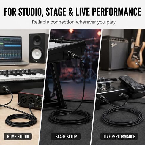 كابل vhbw 2-Pack TRS 3.5mm MIDI، 1.5m/59in TRS إلى ذكر 5-Pin DIN MIDI مهائي كابلات لمزامنة لوحات المفاتيح وDAWs in Kuwait