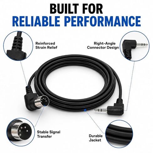 كابل vhbw 2-Pack TRS 3.5mm MIDI، 1.5m/59in TRS إلى ذكر 5-Pin DIN MIDI مهائي كابلات لمزامنة لوحات المفاتيح وDAWs in Kuwait