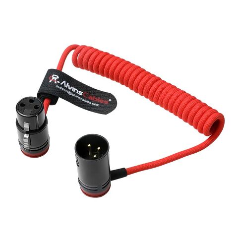 كابلات ألفين منخفضة الحجم XLR 3 Pin ذكر إلى أنثى كابل ملفوف فائق المرونة، معزز بالأراميد لسوني|كانون|كاميرات Blackmagic Pro وصوت الاستوديو (أحمر) in Saudi Arabia