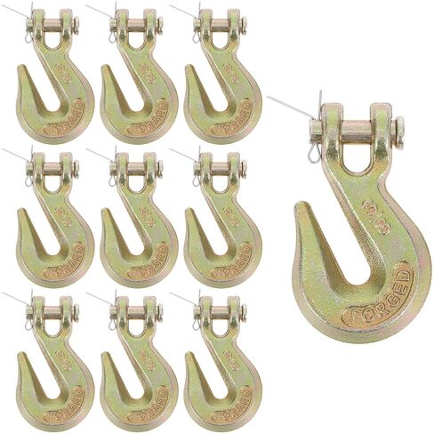 10 عبوات من خطافات الإمساك Clevis مقاس 3/8 بوصة، خطافات سلسلة فولاذية مزورة G70 مع دبوس أمان، خطاف مجلفن شديد التحمل 3.4 طن، خطاف رفع سلسلة مطلي بالزنك للمقطورة والسحب والرفع وتأمين البضائع in Kuwait