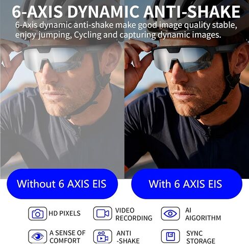 Smart AI Glasses with Camera, Video Recording Glasses with Anti-Shake, Smart Bluetooth Sunglasses for Men Women, Noise Cancellation, Voice Assistant, Smart Sunglasses For Hiking/Cycling/Running in Saudi Arabia