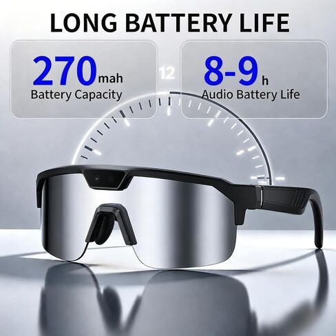 Smart AI Glasses with Camera, Video Recording Glasses with Anti-Shake, Smart Bluetooth Sunglasses for Men Women, Noise Cancellation, Voice Assistant, Smart Sunglasses For Hiking/Cycling/Running in Saudi Arabia