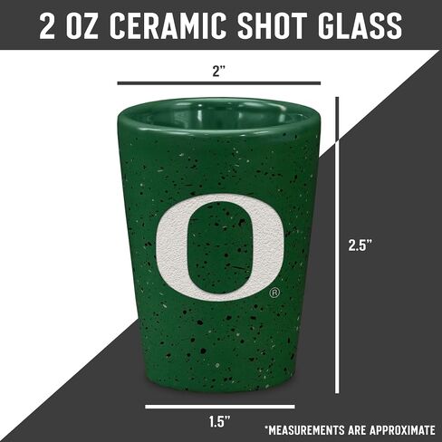 Rico Industries NCAA Oregon Ducks Standard 2oz Ceramic Shot Glass for Fans, Laser Engraved In Team Color Single Shot Glass in Kuwait