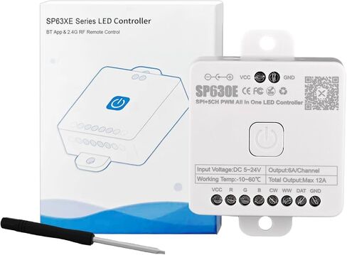 SP630E 4-Zone Blue-Tooth LED Controller مع RC4 2.4G RF مجموعة التحكم عن بعد دعم PWM RGBCCT RGBWW FCOB COB SMD LED قطاع DC5V 12V 24V in Kuwait