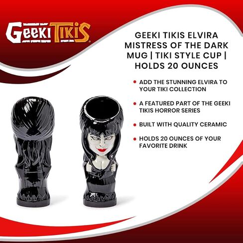 إلفيرا جيكي تيكيس عشيقة الكوب المظلم | كأس السيراميك الرسمي القابل للتحصيل على طراز تيكي | يحمل 20 أوقية in Kuwait