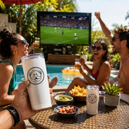 Dr. Simi White Soccer Tumbler – 23 oz Travel Cup with Lid | Fan Drinkware for Sports Fans & Collectors in Kuwait