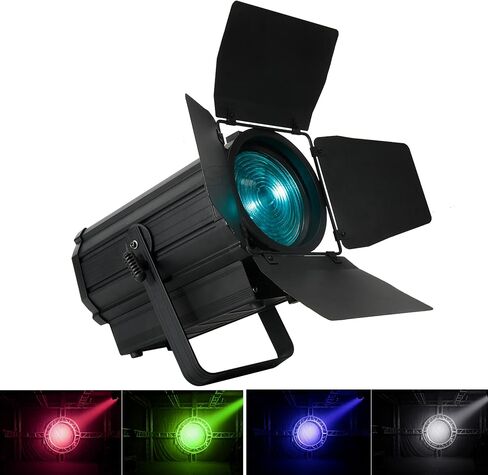 SHEHDS 200W COB Stage Lights with Barn Doors, LED Par Lights Linear Zoom Spotlights Wash, Warm White(3000k) & Cool White(5700k), DMX512 Sound Activated for Church Wedding Theater in Kuwait