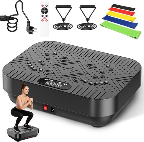 Vibration Plate Exercise Machine: Vibration Plate for Lymphatic Drainage Workout Shake Plate Vibration Plates for Weight Loss with Resistance Bands, Bluetooth Connectivity for Women Men in Kuwait