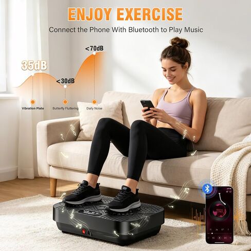 Vibration Plate Exercise Machine: Vibration Plate for Lymphatic Drainage Workout Shake Plate Vibration Plates for Weight Loss with Resistance Bands, Bluetooth Connectivity for Women Men in Kuwait