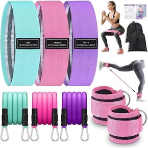 6 Pack Resistance Bands for Working Out, Ankle Resistance Bands with Cuffs, Exercise Elastic Straps for Legs and Butt Exercise Equipment for Women Men Booty Hip Fitness Training Yoga in Kuwait