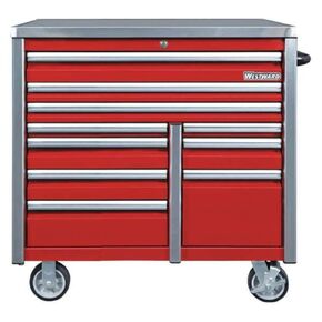 Westward Rolling Tool Cabinet, 10-Drawers, Matte Red, 42" W x 25.5" D x 49" H 49NR88-1 Each in Saudi Arabia