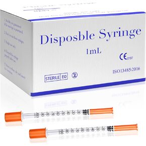1 مل/1 سم مكعب 31 جرام × 1/4 بوصة (6 مم) 100 عبوة، حقنة معقمة للاستعمال مرة واحدة، مغلفة بشكل فردي، علامات واضحة لمستلزمات المختبرات ومستلزمات التوزيع in Kuwait