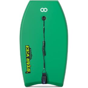 WOOWAVE Bodyboard 33 بوصة/37 بوصة/42 بوصة لوح جسم IXPE ممتاز مع مقود معصم ملفوف، نواة EPS خفيفة الوزن للغاية وجزء سفلي من البولي إيثيلين عالي الكثافة، مثالي لركوب الأمواج للأطفال والمراهقين والبالغين (33 بوصة، أخضر) in Kuwait