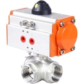 1/2" Three piece High Platform Pneumatic 3 Way Ball Valve 304 Stainless steel Q611F-16P Double Acting Cylinder(T Type) in Saudi Arabia