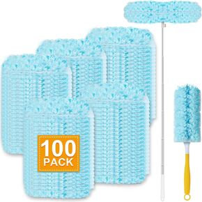 50Pcs Duster Refill Compatible with Swiffer Hand Duster +4FT Extended Handle +1 Handle, 360° Heavy Duty Duster Refills Kit for Cleaning, Office, Ceiling Fan, Baseboard & Blind in Saudi Arabia