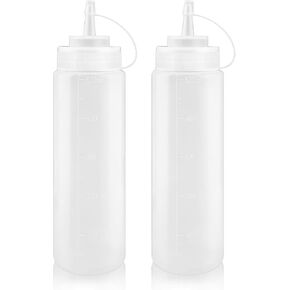 عبوتان من زجاجات الضغط البلاستيكية بوزن 16.9oz مع أغطية، زجاجات رش ناعمة ومانعة للتسرب للكاتشب والصلصات والزيت، مناسبة للطهي والخبز والشواء in Kuwait