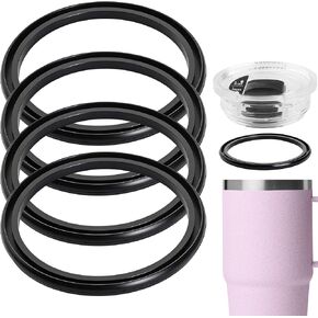 Rubber Seal for Yeti Rambler Travel Mug 20oz Stronghold Lid, Travel Mug 20oz Screw Lid Silicone O Ring, Leak Proof Rubber Gasket for Yeti Strong Cap 20 oz, Black 4pcs in Kuwait