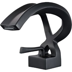 One Hole Bathroom Sink Faucet Black Waterfall Single Handle Vanity Basin Deck Mount Lavatory Brass Creative Hollowed Body Antique Design in Kuwait