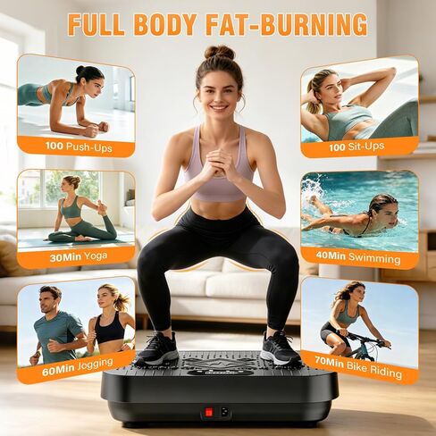 Vibration Plate Exercise Machine: Vibration Plate for Lymphatic Drainage Workout Shake Plate Vibration Plates for Weight Loss with Resistance Bands, Bluetooth Connectivity for Women Men in Kuwait