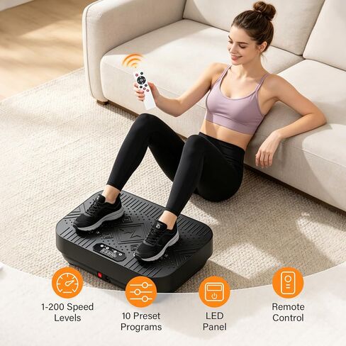 Vibration Plate Exercise Machine: Vibration Plate for Lymphatic Drainage Workout Shake Plate Vibration Plates for Weight Loss with Resistance Bands, Bluetooth Connectivity for Women Men in Kuwait