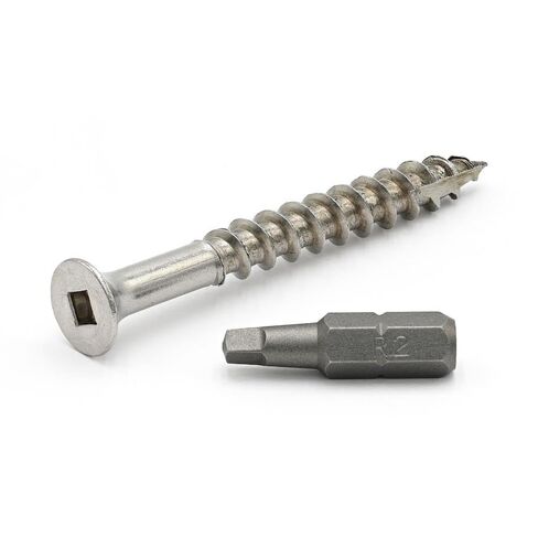 Stainless Steel Deck Screws, #8 x 1-1/2 inch, Square Drive, Type 17 Tip, 316 Grade, 100 Pack w/Bit Included in Kuwait