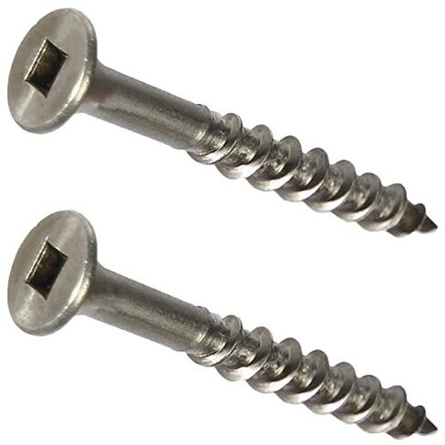 Fastenere Stainless Steel 18-8 Deck Screws - #6 x 1-5/8" (100 Pack) Wood Cutting Point, Square Drive, Partial Thread, Bright Finish for Wood, Exterior, Decking, Composite, Fencing, Type 17 Point in Kuwait