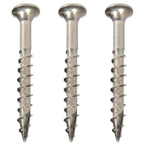 Fastenere Stainless Steel 18-8 Deck Screws - #6 x 1-5/8" (100 Pack) Wood Cutting Point, Square Drive, Partial Thread, Bright Finish for Wood, Exterior, Decking, Composite, Fencing, Type 17 Point in Kuwait