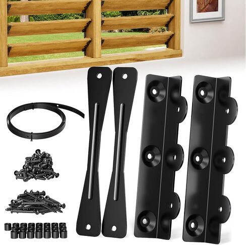 Metal Louver Bracket Kit,Deck Sunblind System Brackets,Flex Fence Louver System,Pergola Louver Hardware Kits,Up to 11 Boards (48''H),Louvers Kits Can Be Used for DIY Privacy Fence,Privacy Screen-2Set in Kuwait