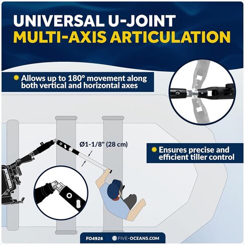 Five Oceans Universal U-Joint Telescopic Tiller Extension Handle for Outboard & Trolling Motors, Extends from 36" - 53", Twist-Lock - Aluminum Tubing with Anti Slip Handle - FO4926 in Kuwait