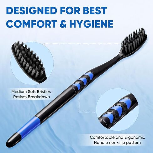 50 PCS Premium Individually Wrapped Bulk Toothbrush Pack, Disposable Toothbrushes, Kids Toothbrush, Medium Soft Bristle Tooth Brushes, Ergonomics Handle, Perfect for Travel Camping Hotel Donation in Kuwait
