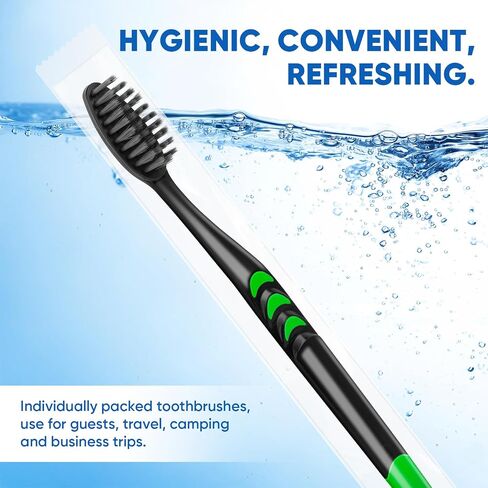50 PCS Premium Individually Wrapped Bulk Toothbrush Pack, Disposable Toothbrushes, Kids Toothbrush, Medium Soft Bristle Tooth Brushes, Ergonomics Handle, Perfect for Travel Camping Hotel Donation in Kuwait