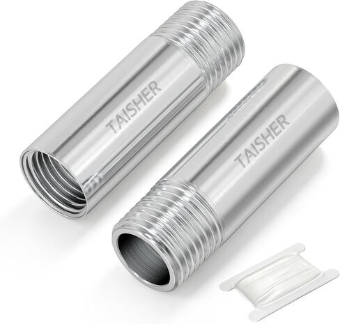 TAISHER 2PCS Stainless Steel Pipe Fittings, 1/2" NPT Male x 1/2" NPT Female Threaded, 2" Length Thickened Nipple Cast Pipe in Kuwait