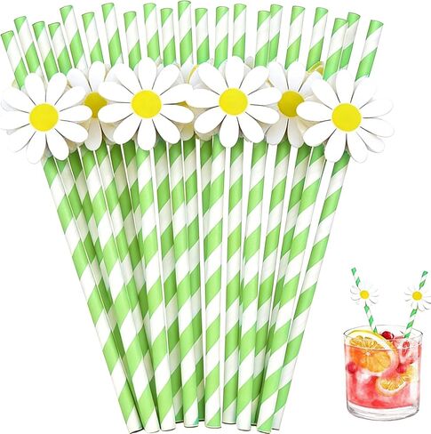 60 Pcs Lemon Paper Straws Disposable Cocktail Straws for Drinks Striped Straw for Milkshake Lemonade Stand Supplies Decorations Festival Holiday Decor in Kuwait