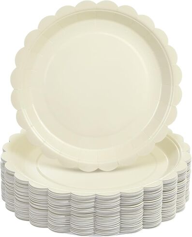 Goodlluck 50 Pcs Sage Green Paper Plates 7 Inch Scalloped Disposable Dessert Plates, Small Appetizer Cake Plates for Wedding, Baby Shower, Birthday Party in Kuwait