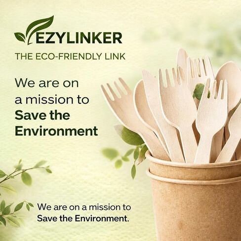 100% Compostable Cutlery Set - 150 Pieces Wooden Utensil Set [50 Wooden Forks, Wooden Spoons, Knives] - Disposable Wooden Cutlery, Eco Friendly Forks, Spoons, Knives Set Compostable Utensils in Kuwait