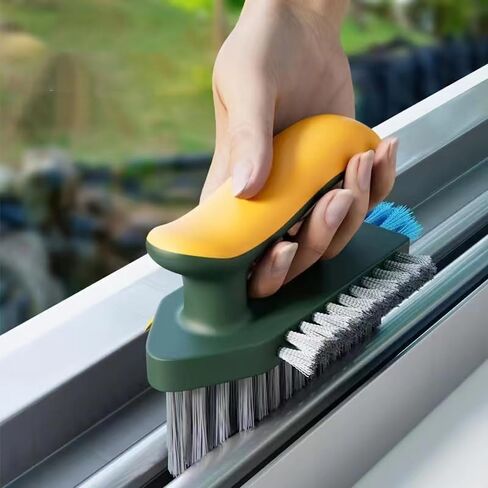 2-in-1 Durable Plastic Crevice and Floor Scrub Brush for Cleaning with Handle - Portable Design Hand Brush for Bathroom, Kitchen, Living Room Cleaning in Kuwait