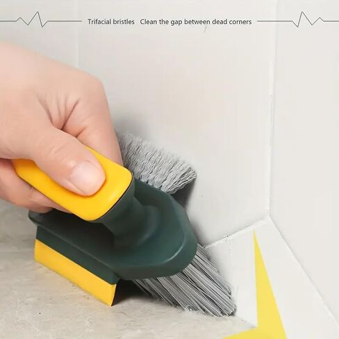 2-in-1 Durable Plastic Crevice and Floor Scrub Brush for Cleaning with Handle - Portable Design Hand Brush for Bathroom, Kitchen, Living Room Cleaning in Kuwait