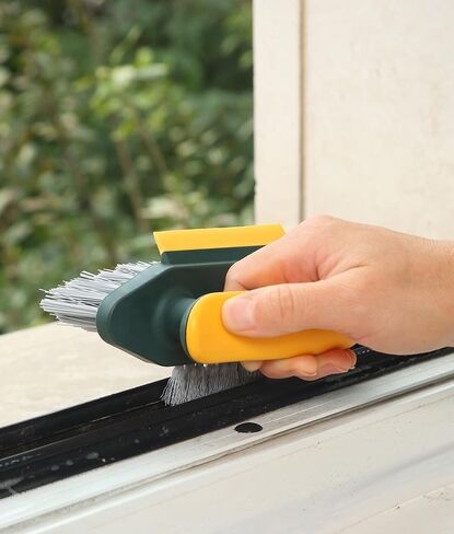 2-in-1 Durable Plastic Crevice and Floor Scrub Brush for Cleaning with Handle - Portable Design Hand Brush for Bathroom, Kitchen, Living Room Cleaning in Kuwait
