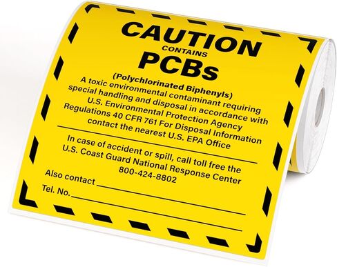 100 عبوة تحذير تحتوي على ملصقات PCB للمواد الخطرة | 6 × 6 بوصات، ورق مطلي قابل للكتابة، ذاتي اللصق، قشر والصق، نص مطبوع مسبقًا، للمحولات والنفايات in Kuwait