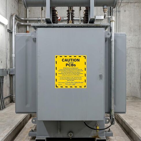 100 عبوة تحذير تحتوي على ملصقات PCB للمواد الخطرة | 6 × 6 بوصات، ورق مطلي قابل للكتابة، ذاتي اللصق، قشر والصق، نص مطبوع مسبقًا، للمحولات والنفايات in Kuwait