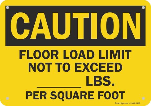SmartSign 7 × 10 بوصة "تحذير - يجب عدم تجاوز حد التحميل على الأرضية... رطل لكل قدم مربع" لافتة OSHA قابلة للكتابة، طباعة رقمية، 55 مل من بلاستيك HDPE، أسود وأصفر in Kuwait