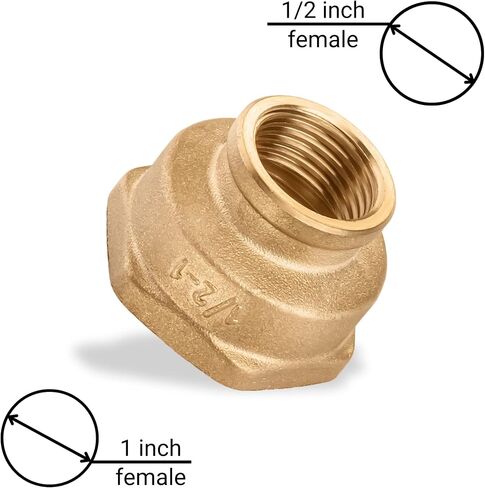 Reducing Coupling 1/2" Female x 1" Female Brass Fitting - Brass Coupling 0,5 incx1 inch Female Brass Pipe Fitting in Kuwait