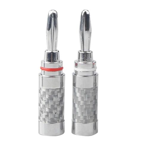 Banana Plug Connector Consumer Electronics Bananas Conector Jack Rhodium Plated Carbon Fiber Screw Press Speaker Terminal(20pcs,Silver) in Kuwait