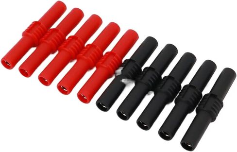 10Pcs Insulated 4mm Female to Female Red and Black Banana Jack Adapter Connector in Kuwait