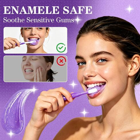 3Pack 7 PRO Toothpaste Whitening, Intense Teeth Whitening Toothpaste for Adults | Fluoride-Free | Sensitivity Safe | Purple Beads | Fresh Breath | Help Remove Tea & Coffee Stains | Mint Flavor in Kuwait